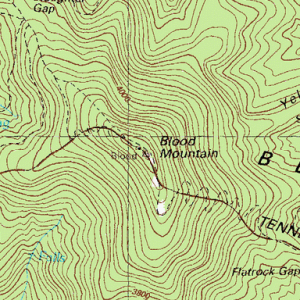 topographic map of Blood Mountain in Georgia